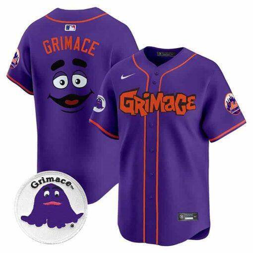 Men's New York Mets Purple Grimace V2 Vapor Limited Stitched Baseball Jersey Men's New York Mets Purple Grimace V2 Vapor Limited Stitched Baseball Jersey